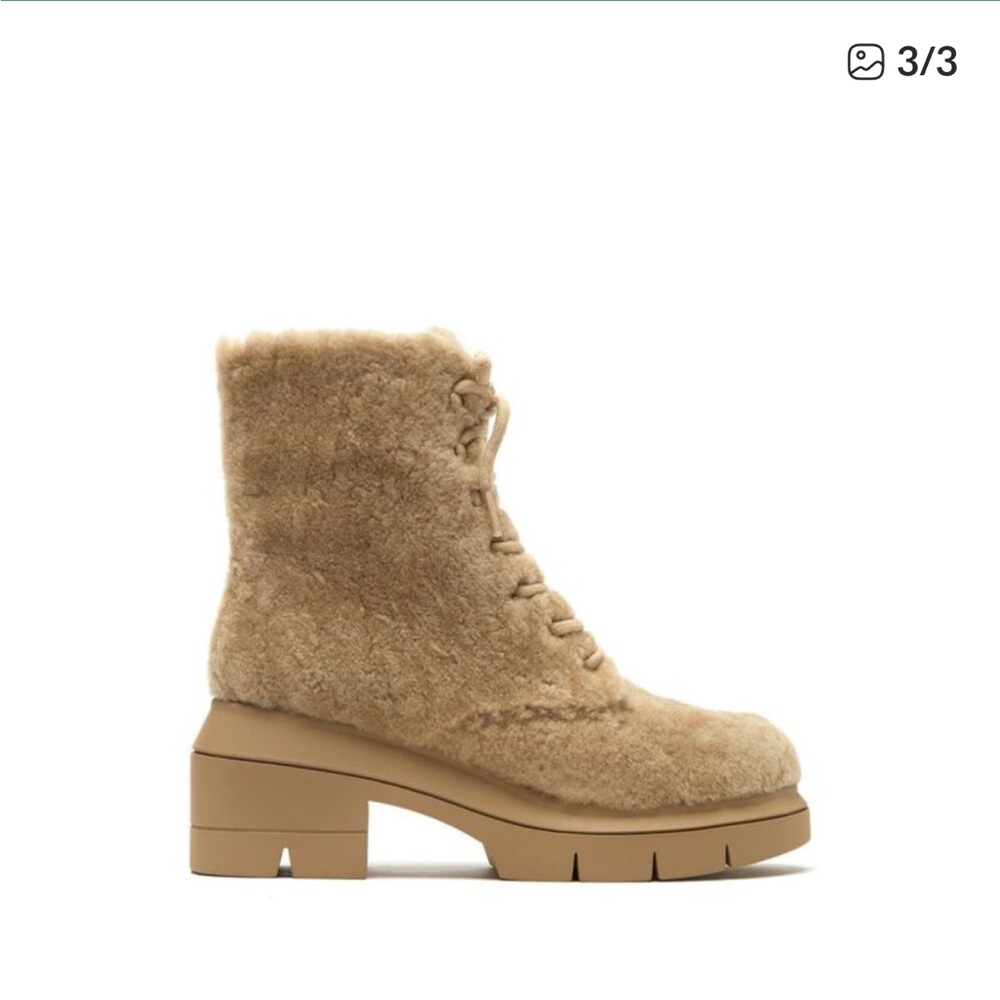 STUART WEITZMAN SHEARLING LACE-UP BOOTS SIZE EU 39 C
